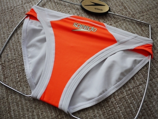 超 スピード speedo 競泳選手水着 Oサイズ ホワイトオレンジ 競パン 
