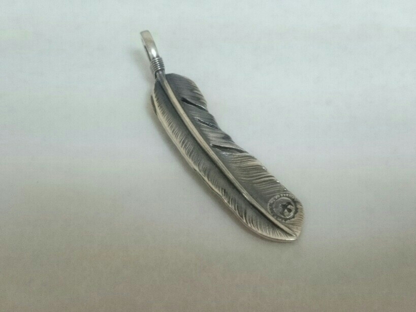 上金 | 上金特大フェザー ネックレス 右向き ハンドメイド ハート