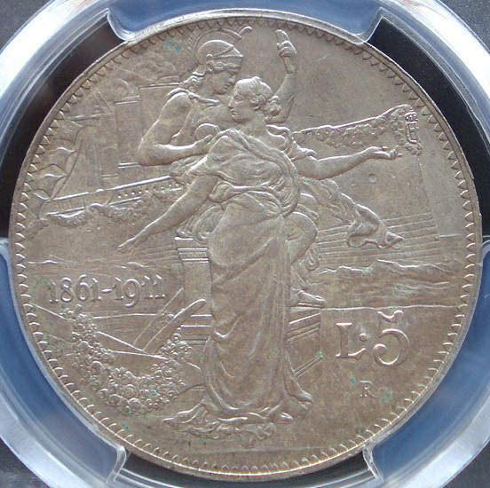 1911年イタリア 2リラ銀貨ヴィットリオ・エマヌエーレ3世 1911年