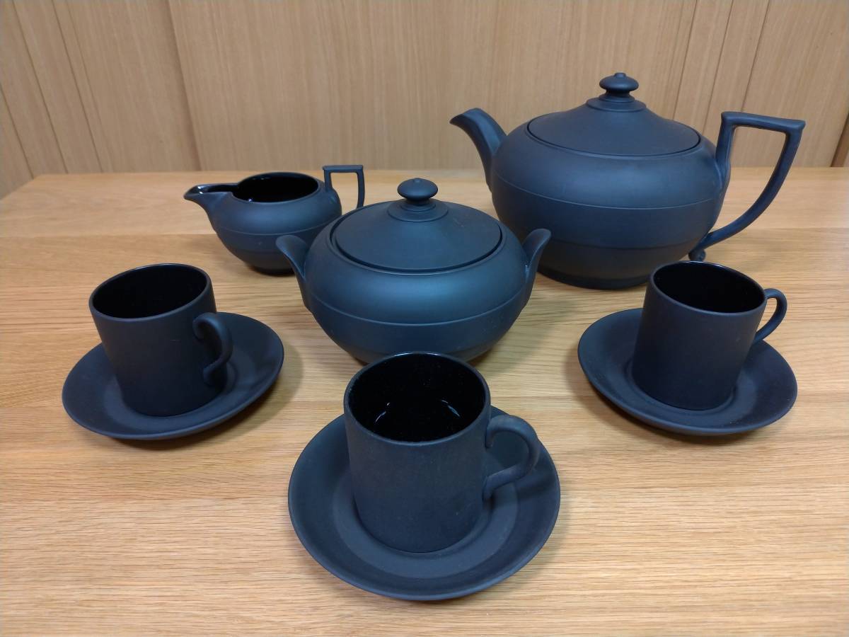 Wedgwoodのブラックバサルト デミタスカップ＆ソーサー 3客セット