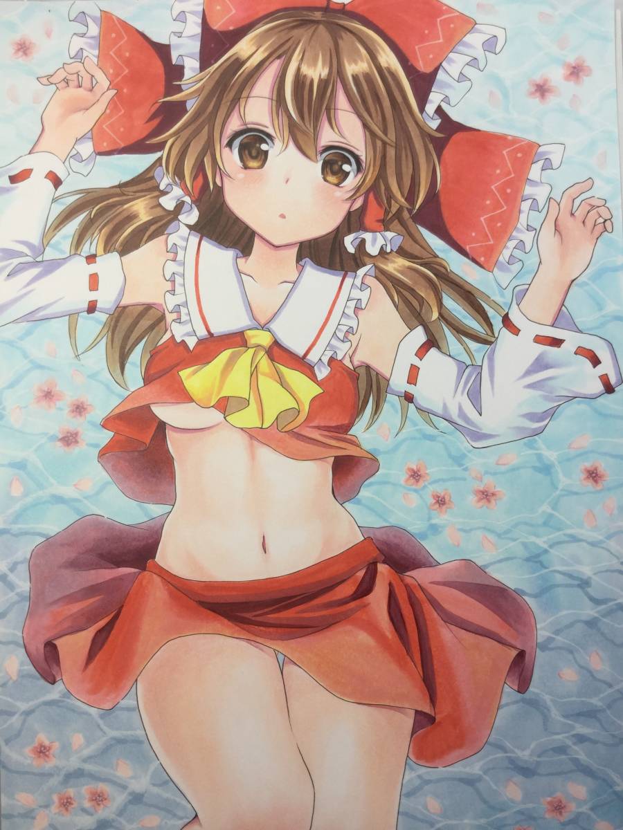 手描きイラスト 東方プロジェクト 博麗霊夢 A4(手描きイラスト)｜売買