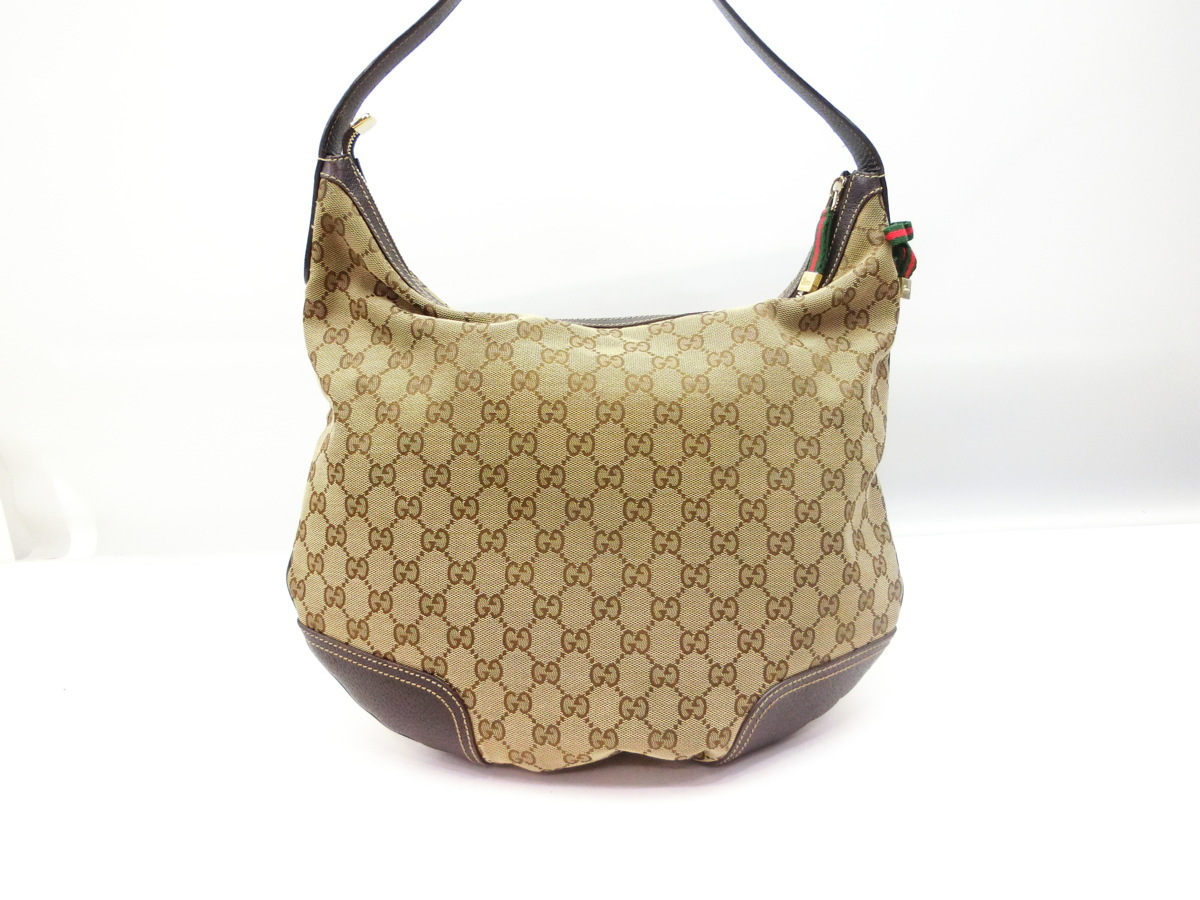 ◇S8456 良品 GUCCI グッチ GG 柄 シェリーライン キャンバス × レザー
