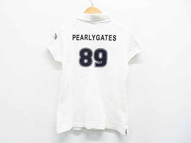 【即決】PEARLY GATES パーリーゲイツ 半袖ポロシャツ ホワイト系 0 [240001273933]【中古】ゴルフウェア レディース