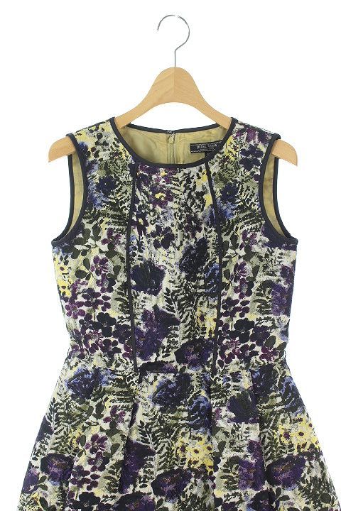 デュアルヴュー DUAL VIEW 17AW ワンピース ロング ノースリーブ ジャガード フレア 花柄 切替 38 マルチカラー /ES ■OS レディース