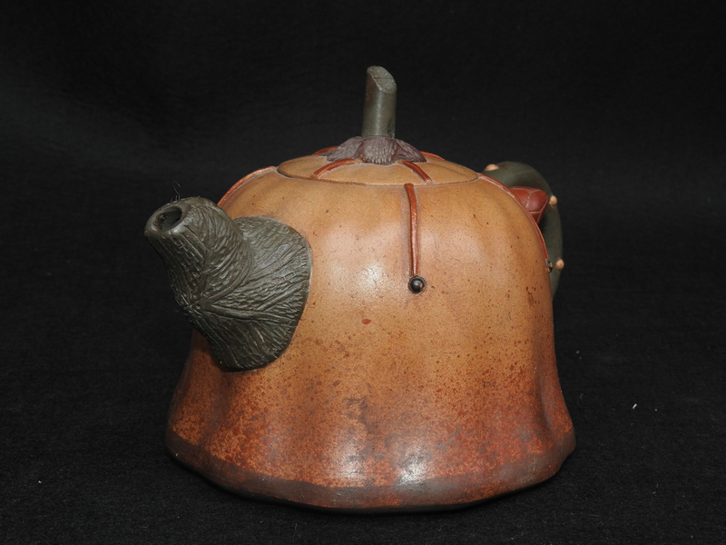雅藏】 清時代 中国茶器 紫砂製 蓮花壺 酒壺 酒壺 急須 茶道具 煎茶