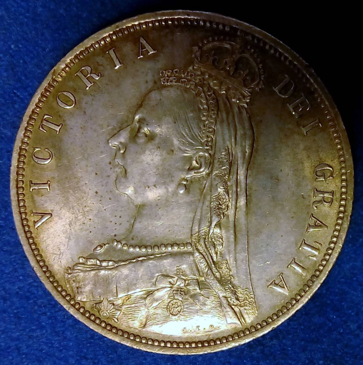 1887年イギリス ビクトリア女王 ジュビリーヘッド ハーフクラウン 銀貨