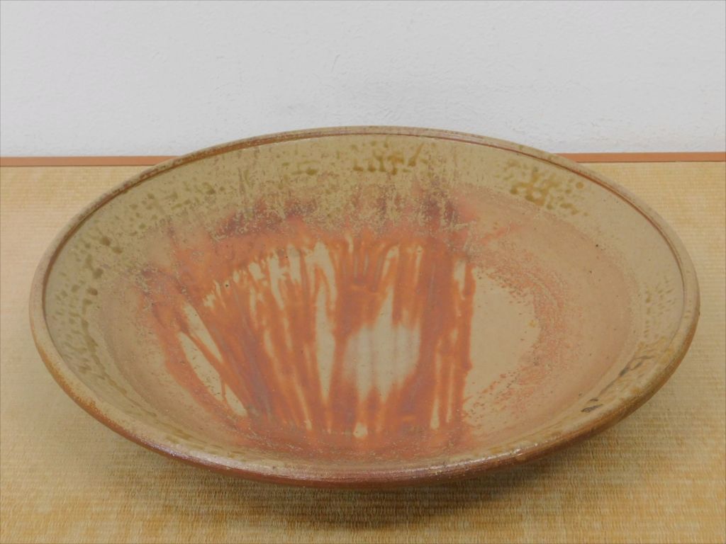 伊勢崎満　備前大皿　共箱_2
