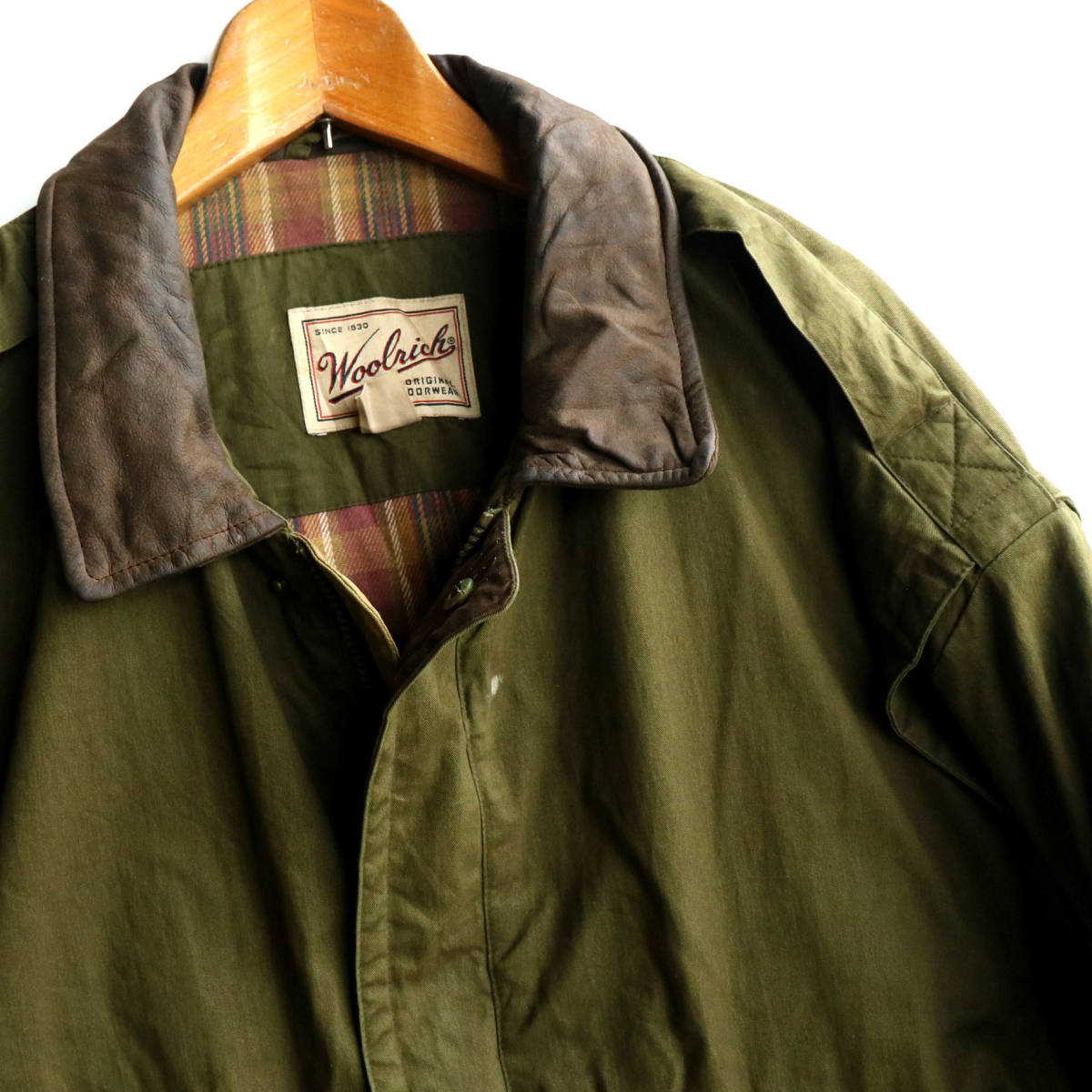 G3/10.11-5 Woolrich ウールリッチ 襟レザー ミリタリージャケット 