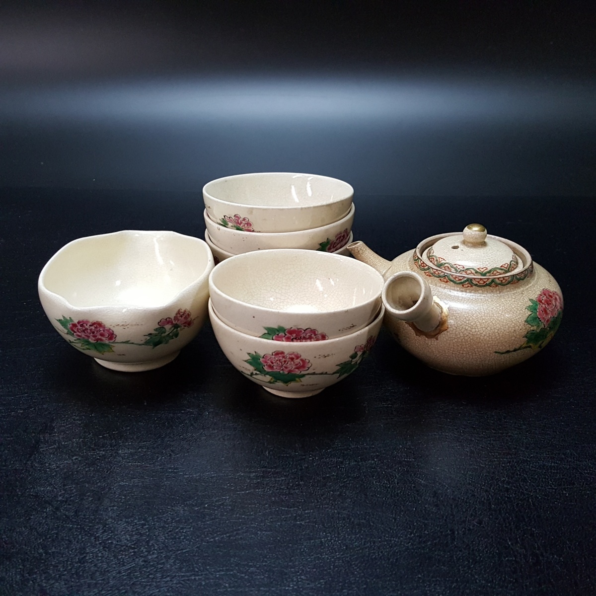 美術品・アンティーク・コレクション C054 煎茶 古い 薩摩 茶器揃