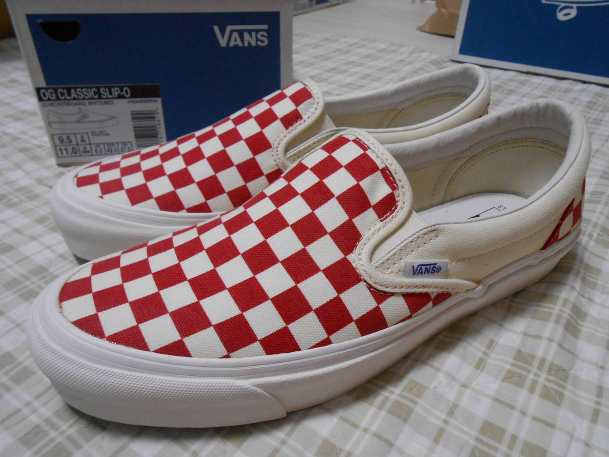 新品！限定！Vans Vault バンズボルト スリッポン 白x赤 チェッカー柄 