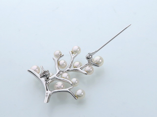 美品✨MIKIMOTO ミキモト 幸福の木 ブローチ パール シルバー 12