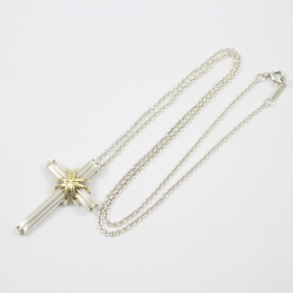 TIFFANY ティファニー シグネチャー クロス ネックレス SV925/K18YG