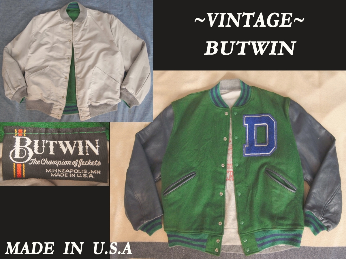 USAアメリカ製 70sビンテージ BUTWIN リバーシブル袖Leather