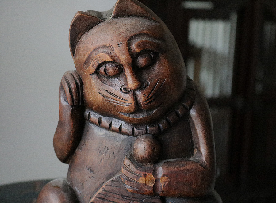 木製 竹根彫刻 招き猫の置物 民芸・縁起物・木彫り 招き猫 Yahoo!オークション - 縁起物 | 彫刻の中古品・新品・未使用品