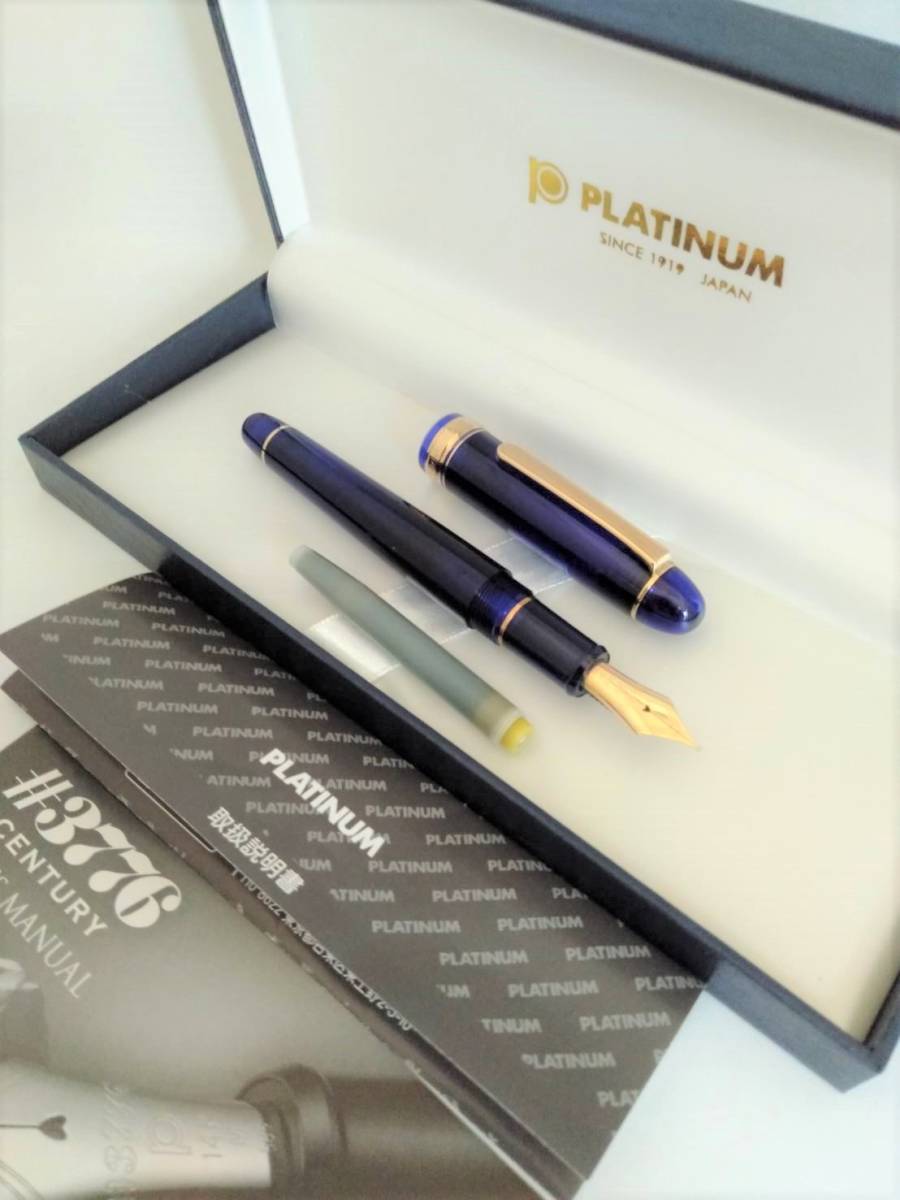 未使用！プラチナ 万年筆 #3776 センチュリー シャルトルブルー 14K 585 M 万年筆 替えインク付き PLATINUM MK27ZN2KKK 未使用プラチナ万年筆