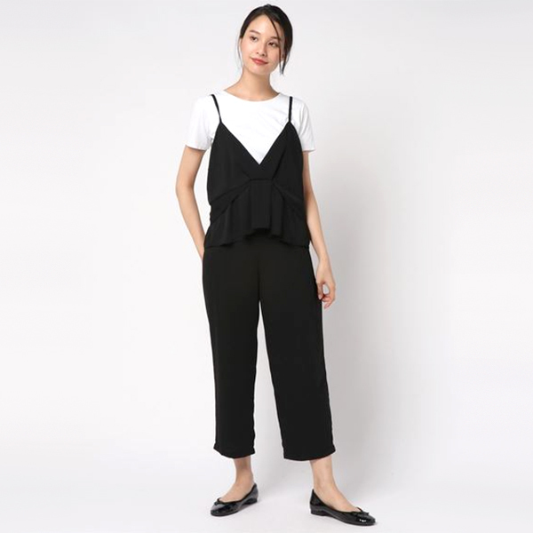 新品　nano・universe ナノユニバース キャミパンツセットアップ　上下セット　スーツ　サロペット風　ブラック　黒　FREE