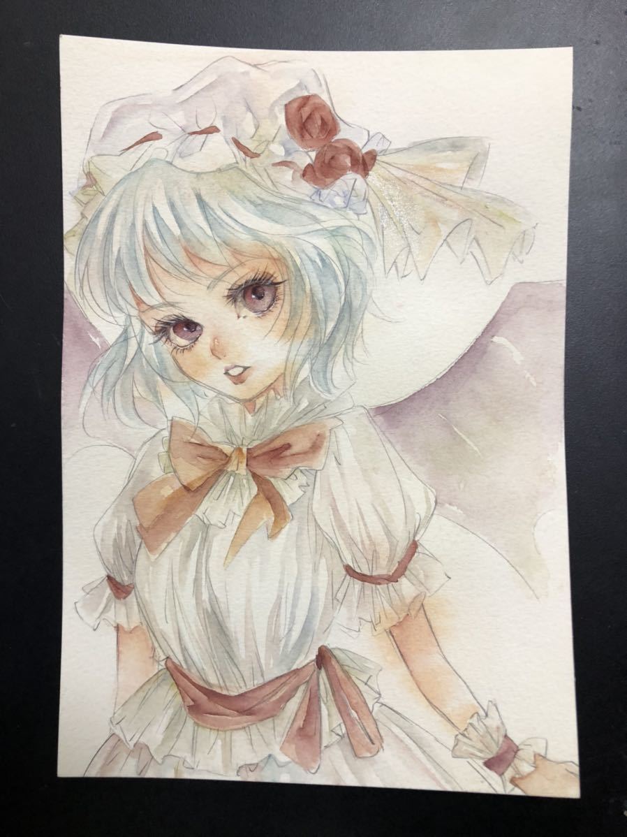 フランドールスカーレット 直筆 中色紙 水彩 手描きイラスト 同人東方