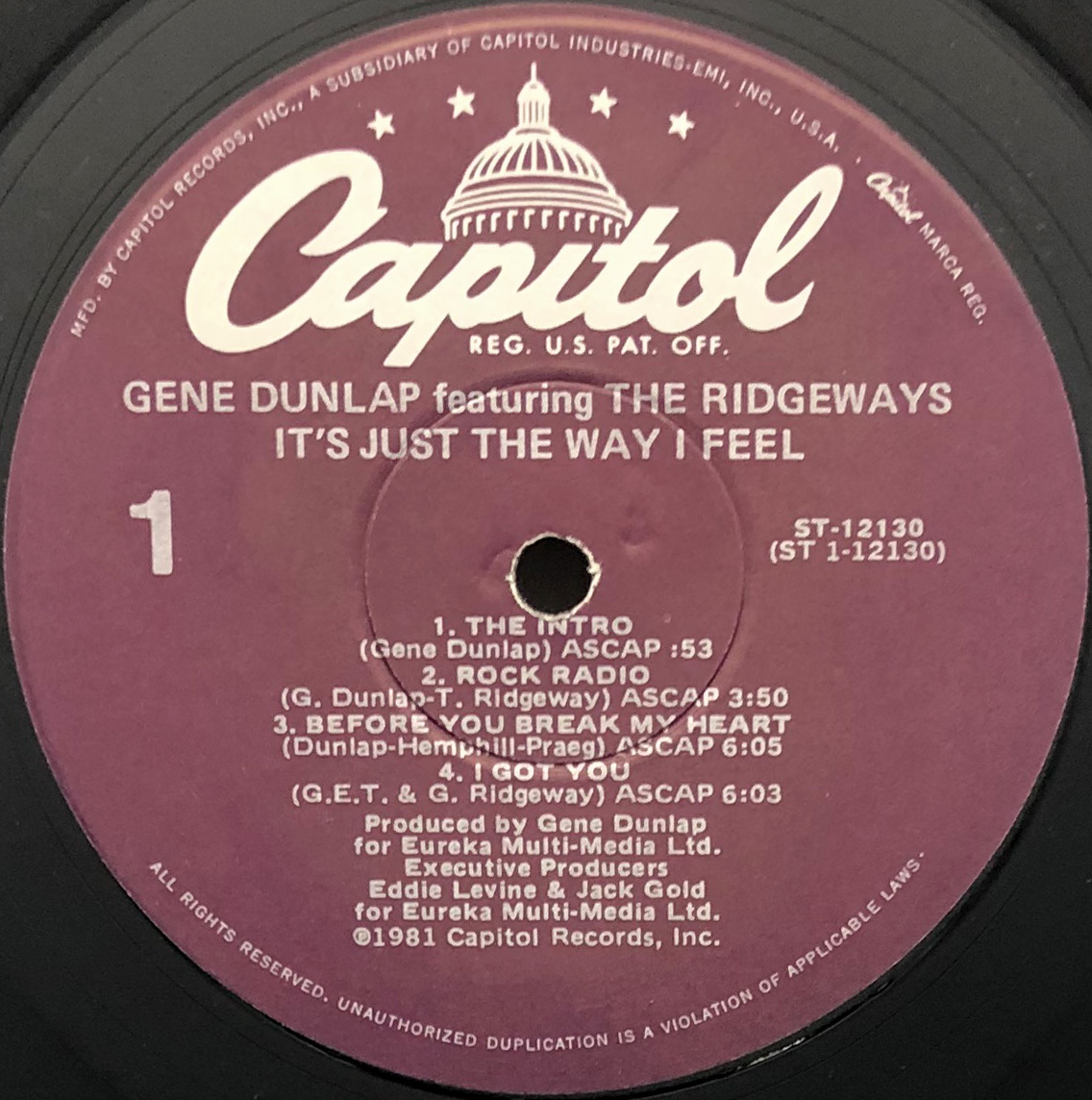 即決(LP)IT'S JUST THE WAY I FEEL/GENE DUNLAP ☆US 激レア USオリジ