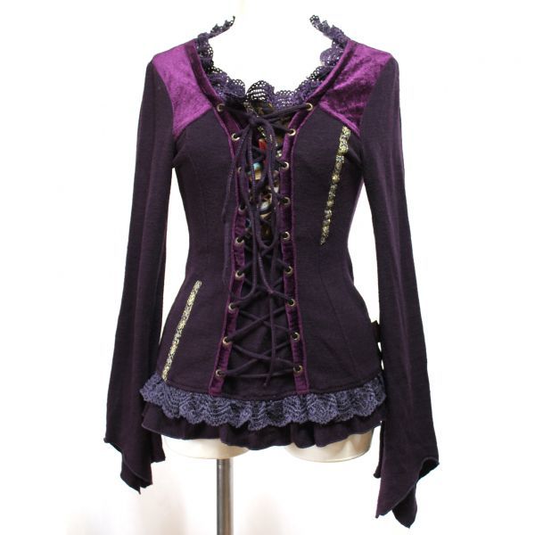 レディース 【fuu様】【美品】OZZ CROCE レース編み上げカットソー 和柄