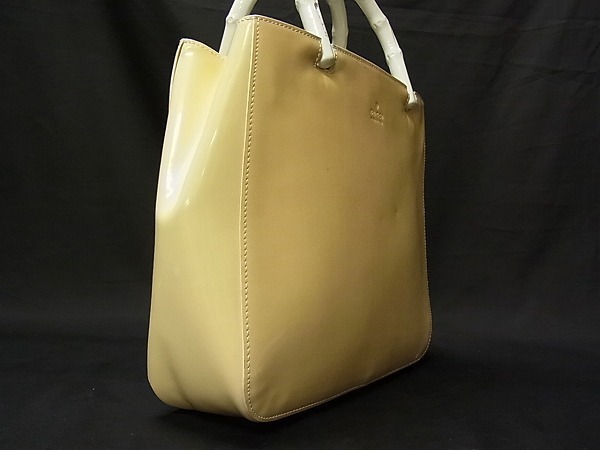 1円 GUCCI グッチ ロゴ 002-1061 001998 パテントレザー バンブー 