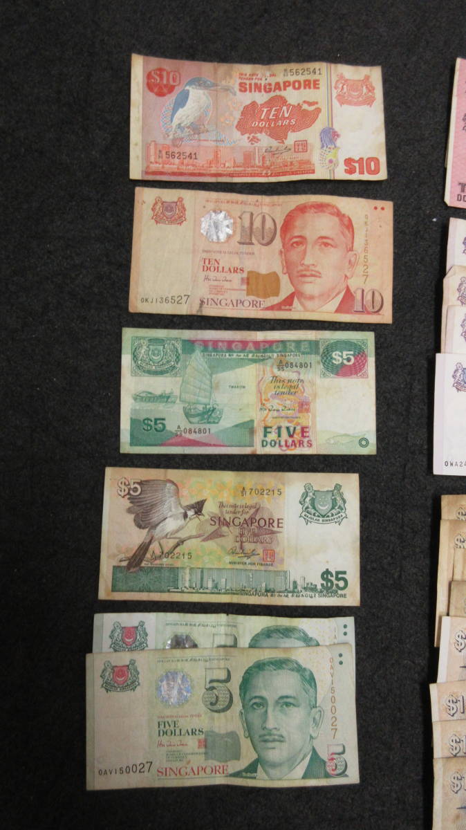 47439◆外国紙幣 シンガポールドル紙幣　約60ドル分まとめ