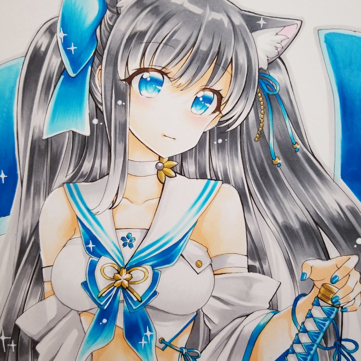 B5 手描きイラスト アズールレーン アズレン 同人 直筆 原画 初春 さん