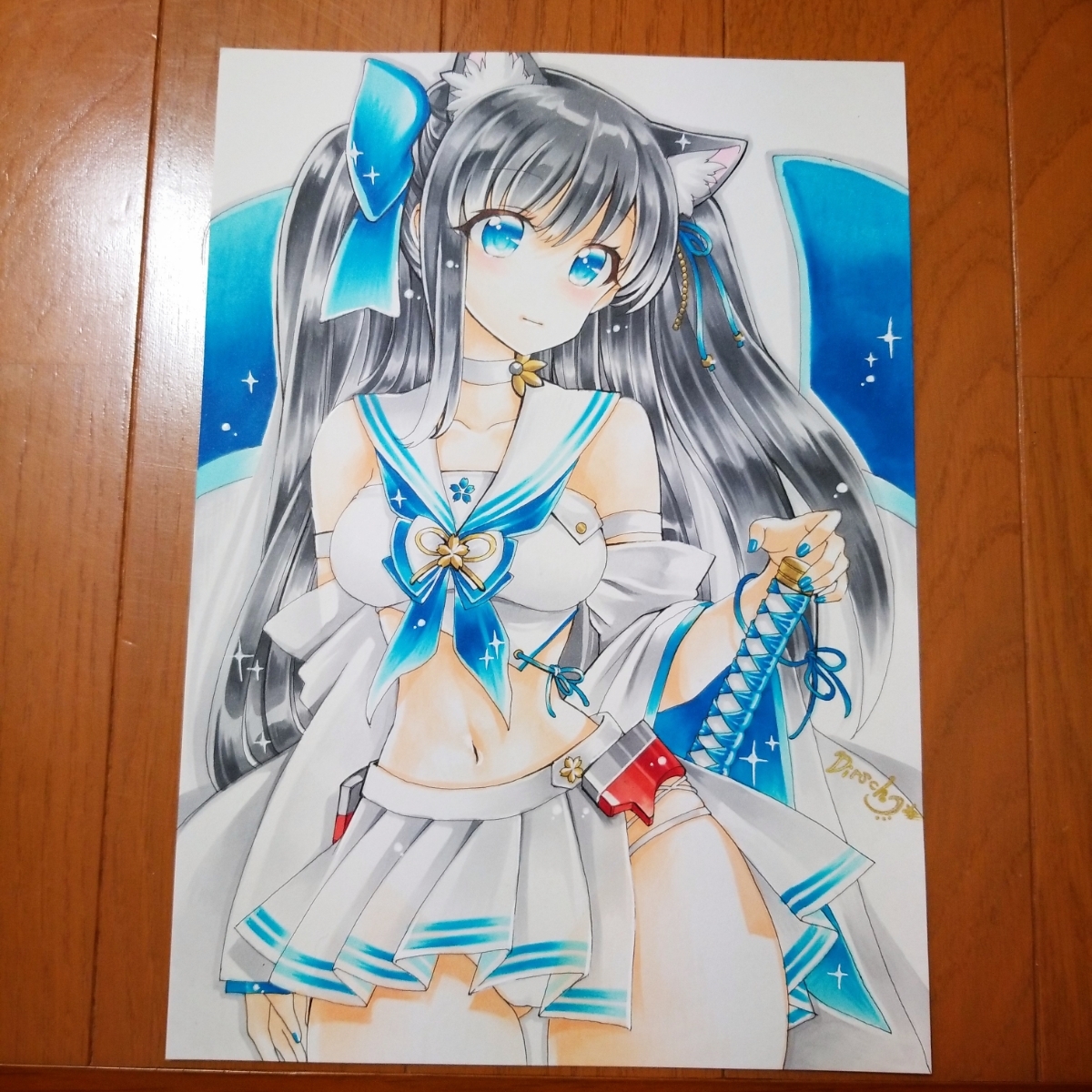 B5 手描きイラスト アズールレーン アズレン 同人 直筆 原画 初春 さん