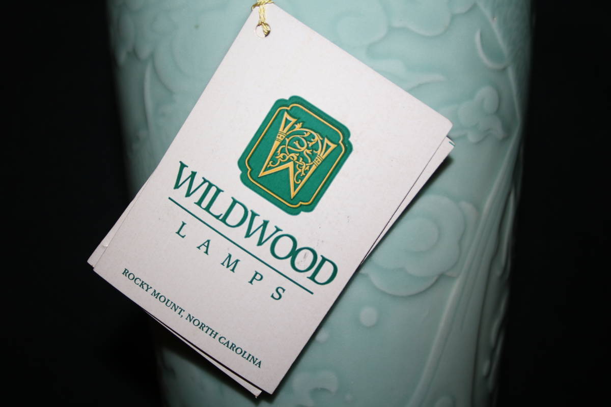 アンティーク 】骨董WILDWOOD ミルクグリーン×真鍮 陶器製ランプ大型
