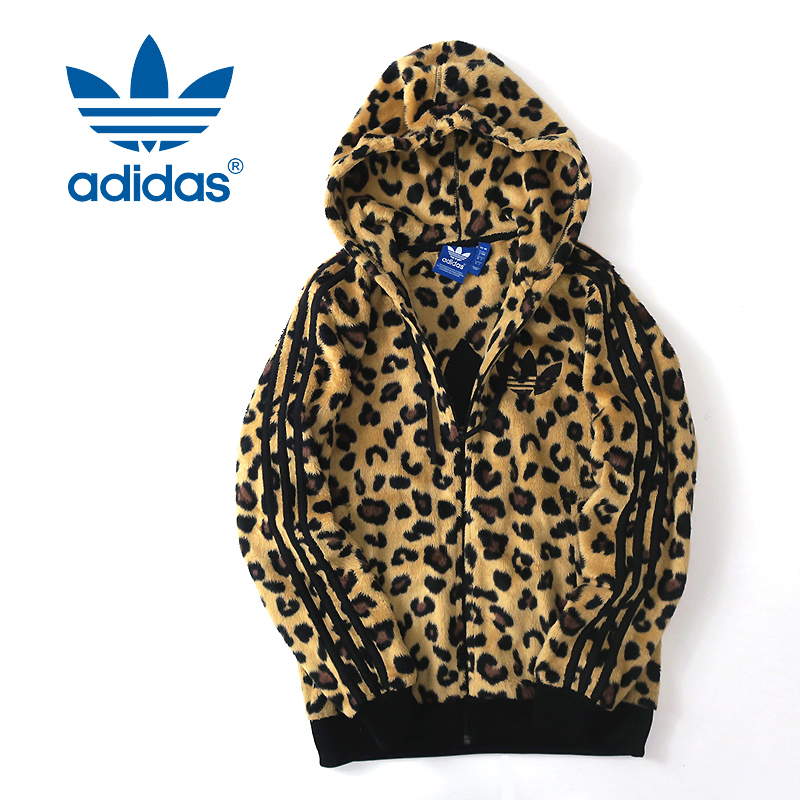 adidas ORIGINALS アディダス　レオパード柄◎ボアフリースパーカー/ ヒョウ柄　S