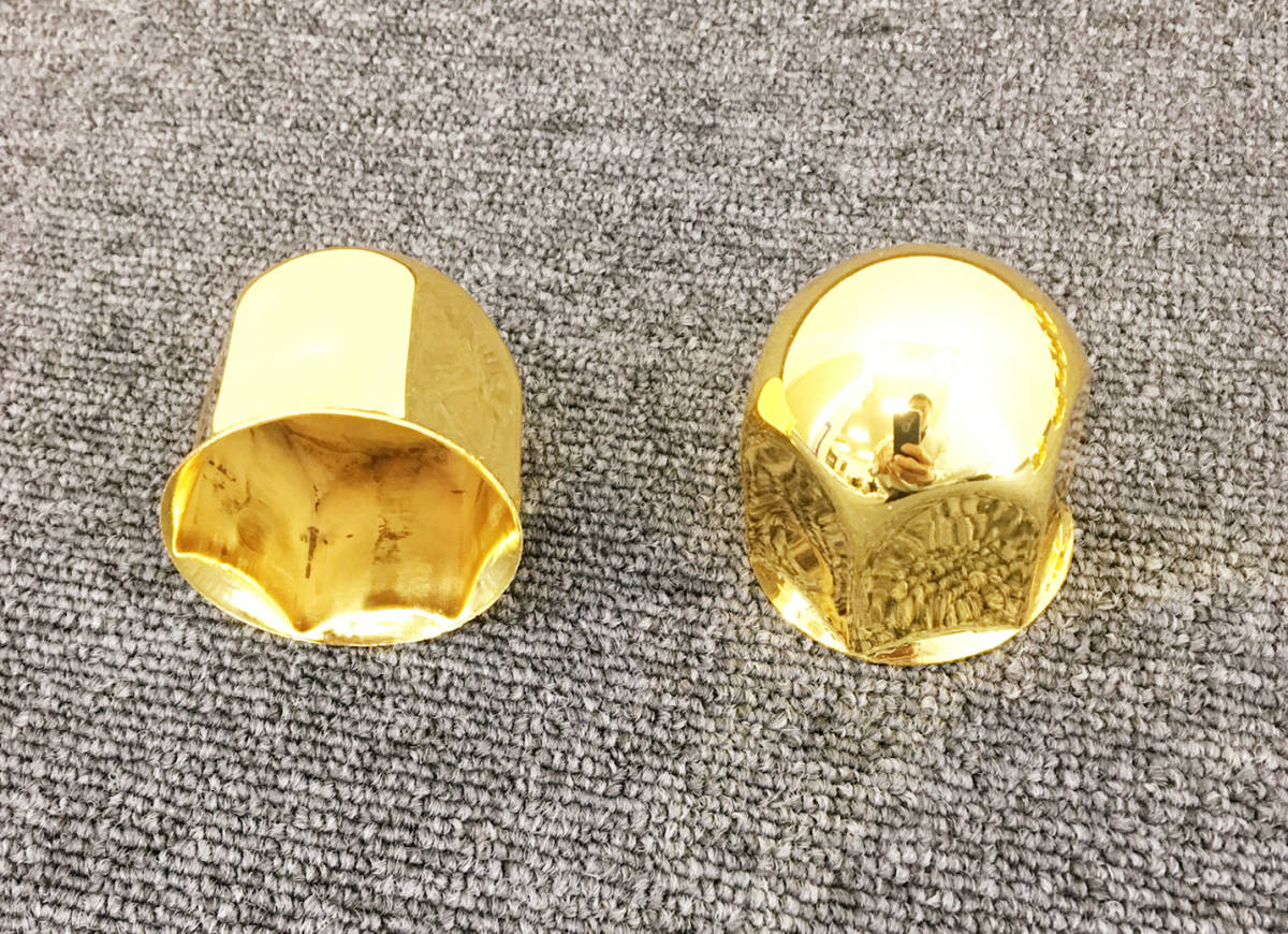 正規品，品質保証 1円スタ 即納 6穴用 24個セット 金色 ゴールドメッキ ステンレス ナットキャップ JIS41mm 高さ51mm デコトラ(ホイール)｜売買されたオークション情報、yahooの商品情報をアーカイブ公開 - オーク ホイール