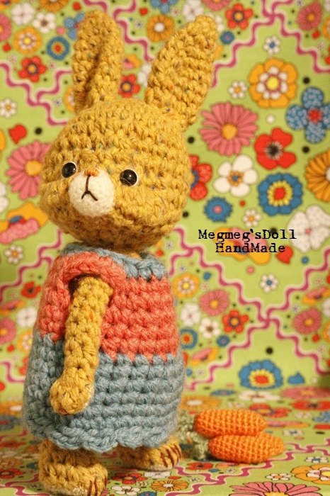 ＊Megmeg’sDoll ＊うさたん＊オリジナル作品＊あみぐるみ＊うさぎ＊ しりみみうさぎ ＊Megmeg`sDoll＊めぐりんのうさたん＊うさぎ