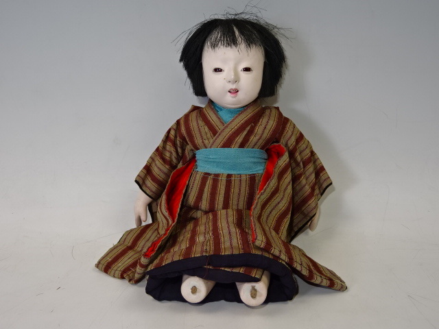 三つ折れ人形 アンティーク 男の子 市松人形 三つ折男子市松人形 幕末