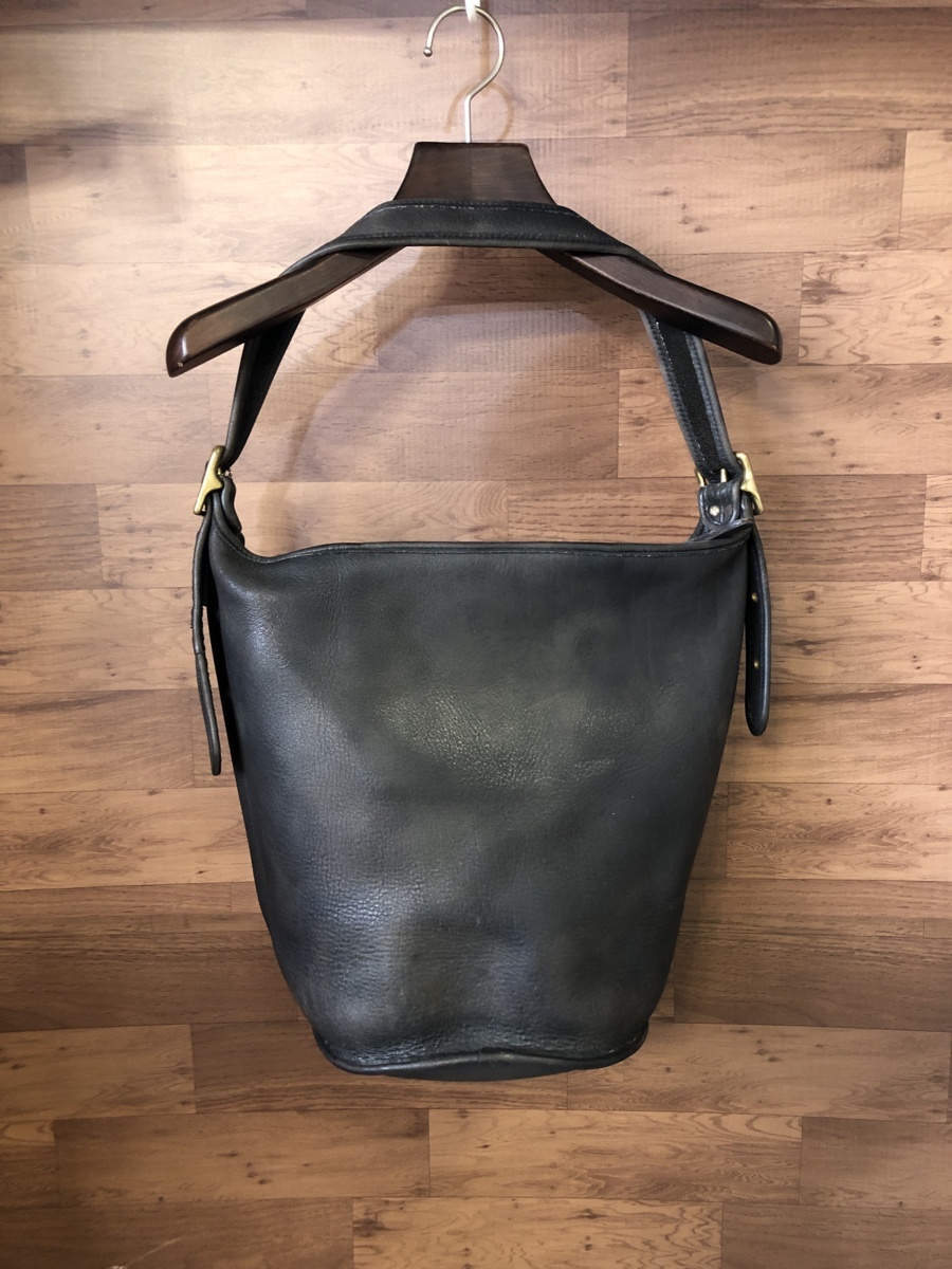 COACH オールドコーチ A4収納 バケツ型 黒 ブラック 革 レザー COACH