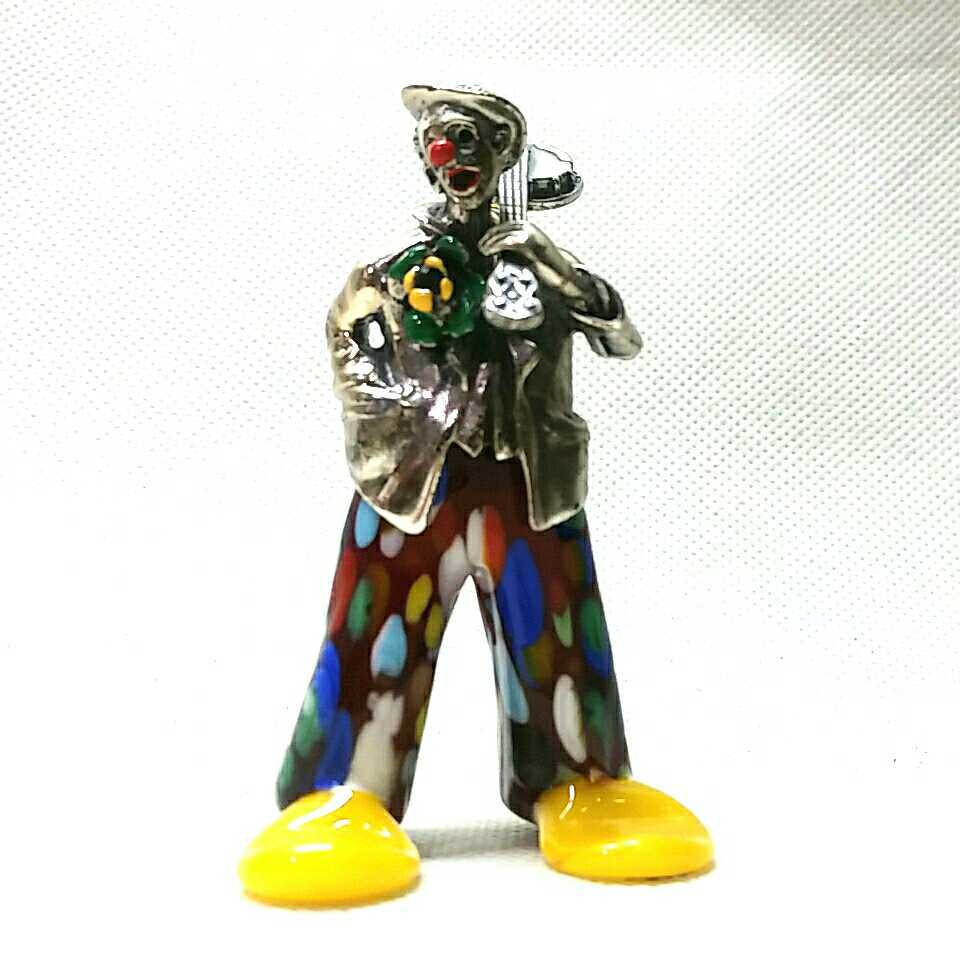 MURANO】☆ムラノ 銀925 細工 ピエロ オブジェ☆ムラーノ 島