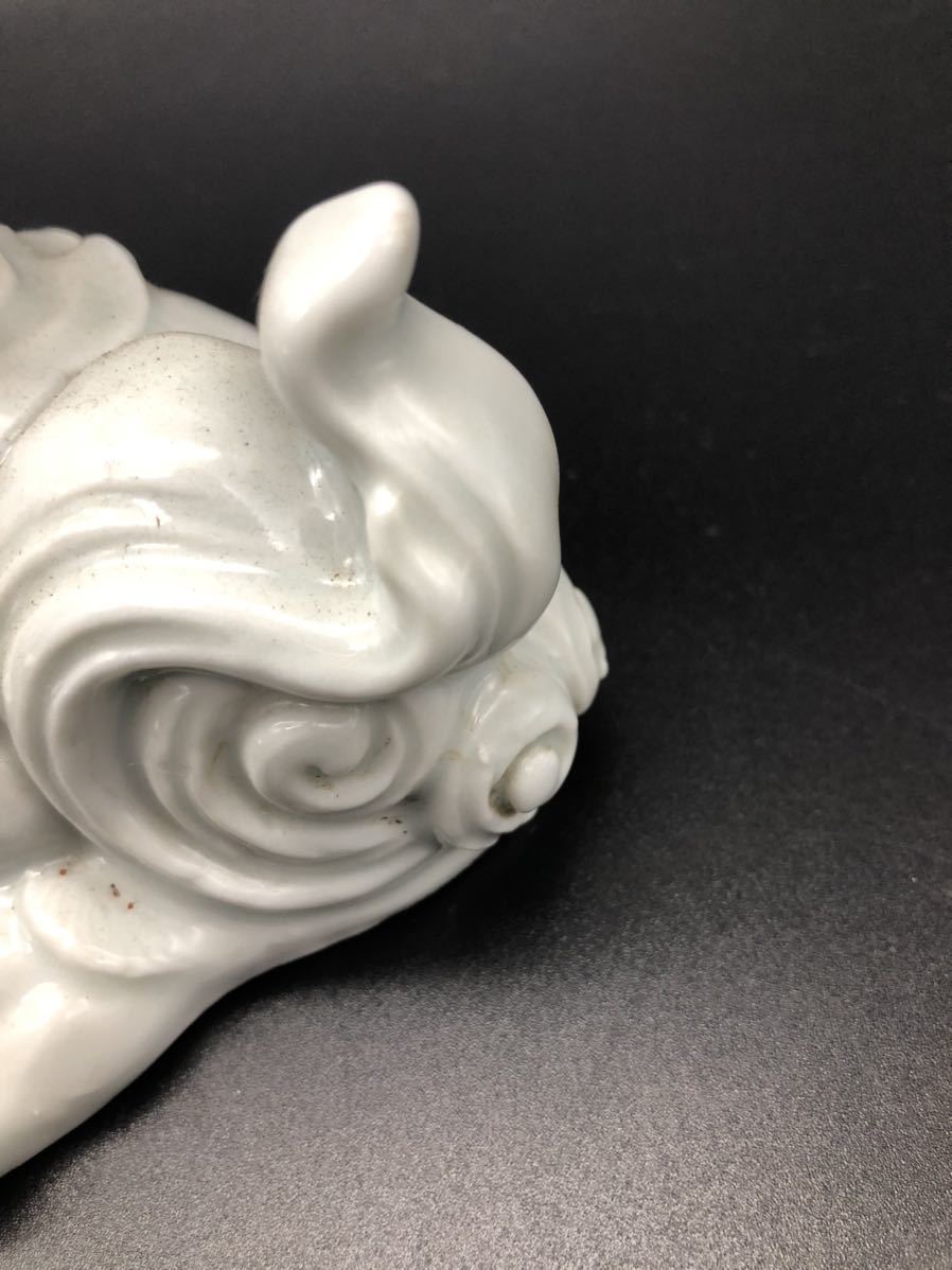 九谷焼 獅子 八幡窯 須栄義 高さ約32cm 赤 金彩 色絵 玉獅子 -