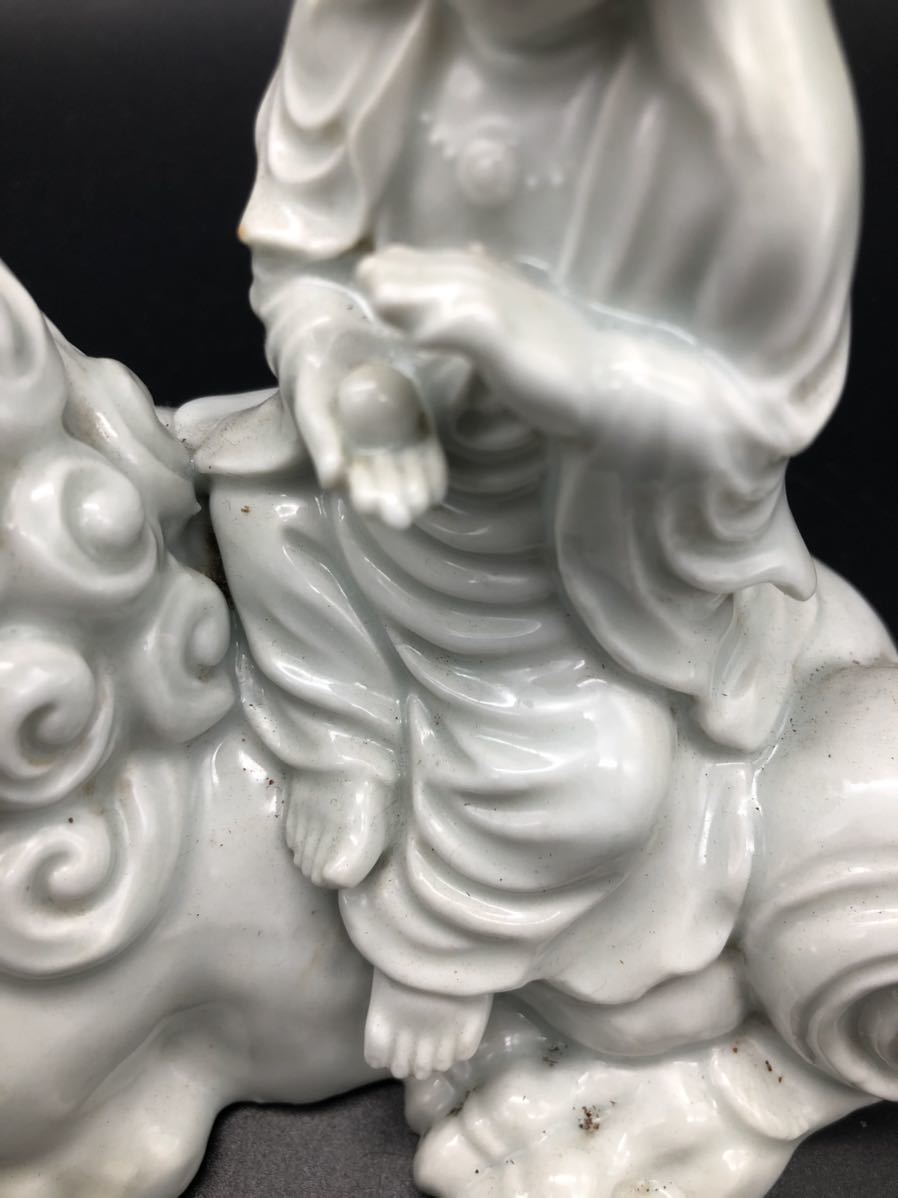九谷焼 獅子 八幡窯 須栄義 高さ約32cm 赤 金彩 色絵 玉獅子 -