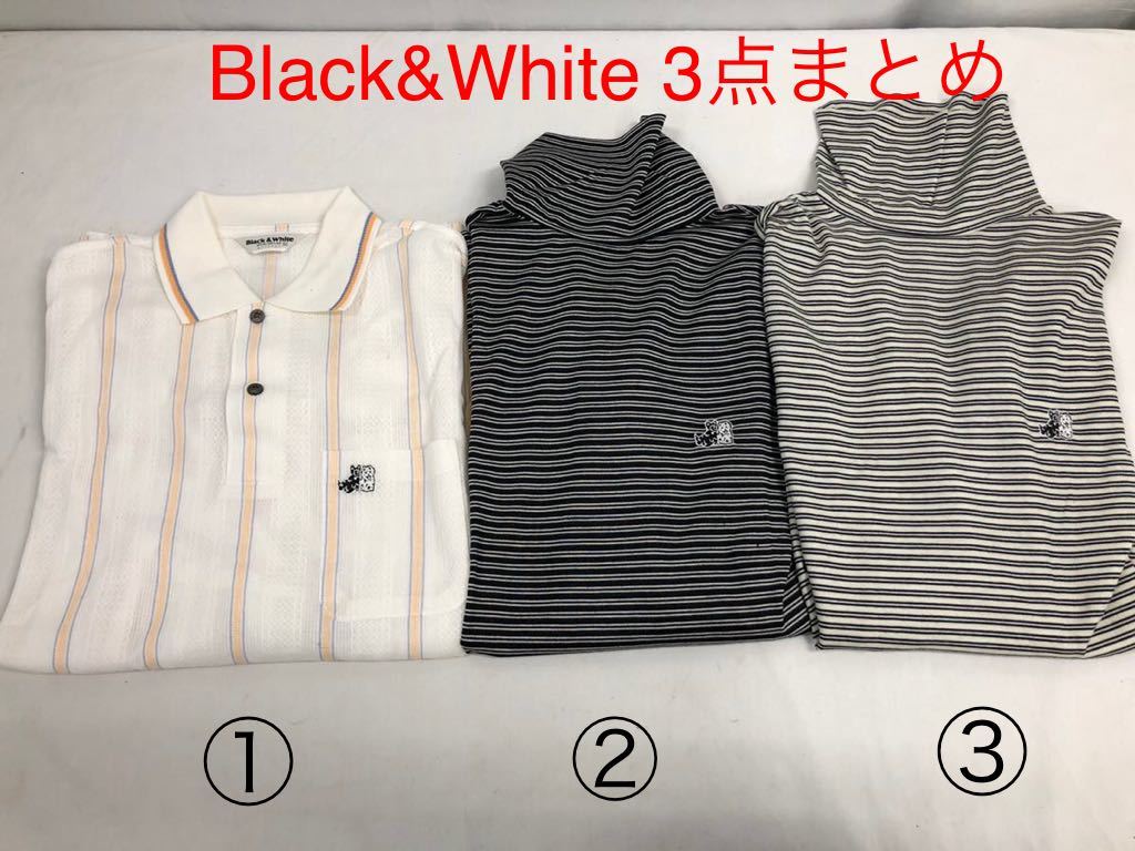 【お買い得，格安】 Black&White ブラックアンドホワイト メンズ トップス 3点まとめて 長袖 ポロシャツ インナーシャツ 黒&times;白 Mサイズ ゴルフシャツ(ブラック＆ホワイト)｜売買されたオークション情報、yaho シャツ