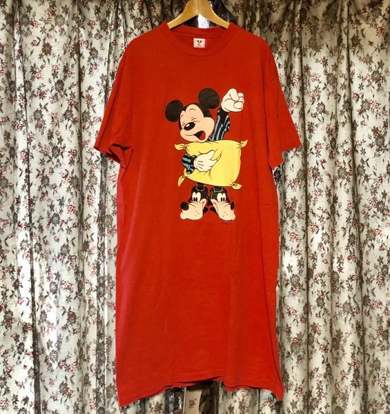得価，HOT USA製古着 ミッキーマウス Tシャツ ロングワンピース キャラクターT 赤 大きいサイズ Mickey Mouse DISNEY ディズニー ミニードナルド(イラスト、キャラクター)｜売買されたオークション情報、yahoo XLサイズ以上