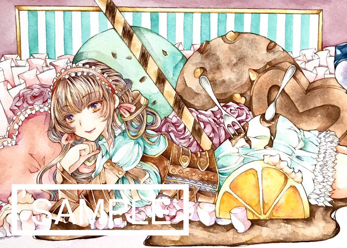 オリジナル 手描きイラスト スイーツ系女子 A5サイズ 少女 女の子 透明水彩 手描きイラスト 売買されたオークション情報 Yahooの商品情報をアーカイブ公開 オークファン Aucfan Com