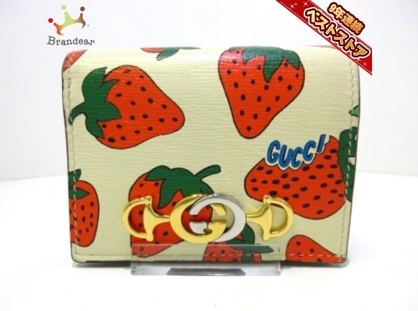 GUCCI ストロベリー　いちご柄 財布　ズゥミ ズゥミ 0 GUCCI(グッチ) 2つ折り財布 レザー グッチ ⁄ ズゥミ⁄チェーン