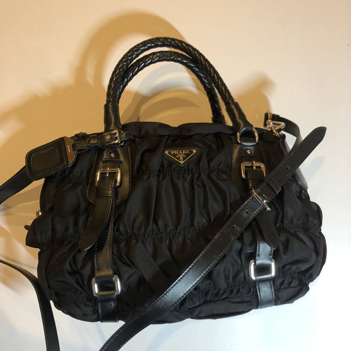 PRADA (プラダ) 2WAYギャザーショルダーバック ブラック サイズ:表記無し