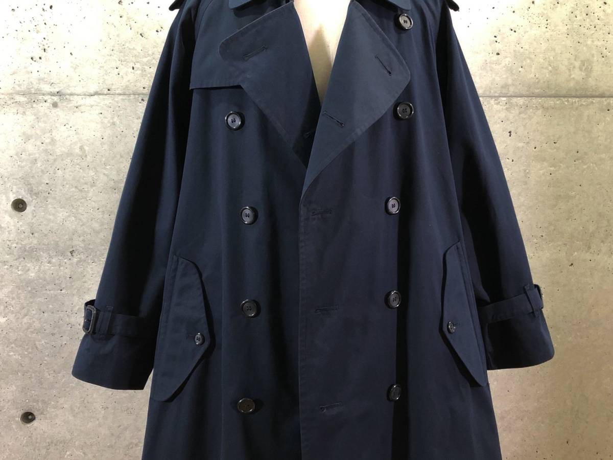 【希少】2XL バーバリー ライナー トレンチコート ロング 紺 80s ベルト 超希少《 Navy Cotton 100% / 一枚袖 》80s 90s 極上品【BURBERRYS 綿