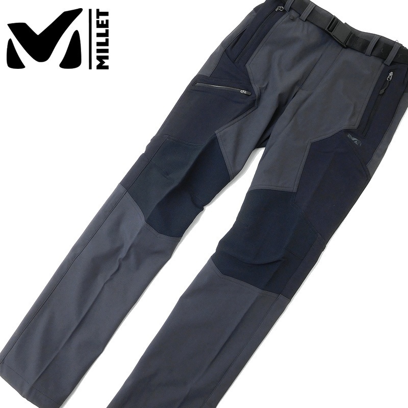 【新品，新作】 MILLET ミレー フランス発 SLIM FIT 撥水 ストレッチ ロゴ刺繍 切替デザイン ベルト付 トレッキング パンツ 黒 灰 76 023 out77212(ロング)｜売買されたオークション情報、yahooの商品情報をアーカイブ ロング