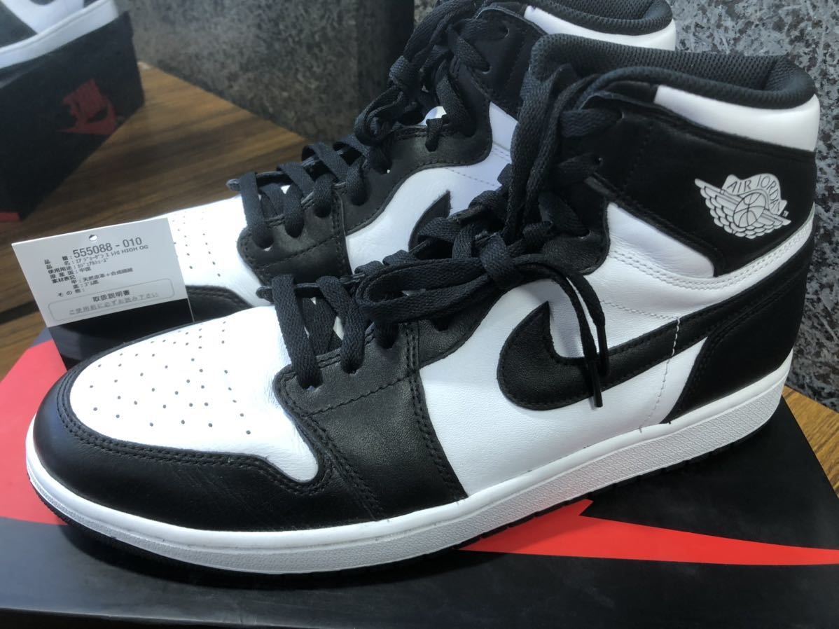 極美品 2014 NIKE AIR JORDAN 1 RETRO HIGH OG 黒×白 US13