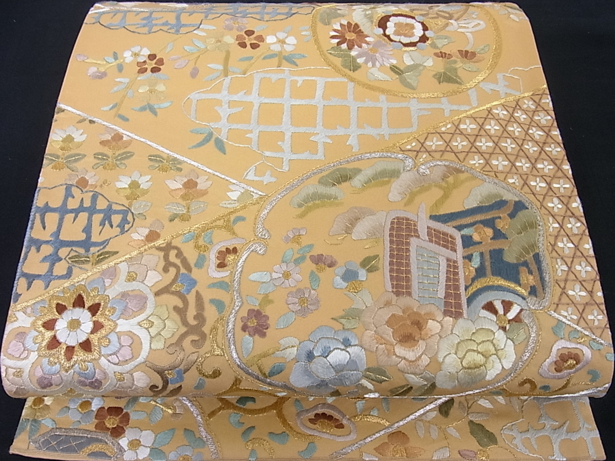 ベストストア日本一受賞店！■花美人着物■極上　六通柄袋帯　総刺繍　花唐草文　金銀糸　逸品　h1334