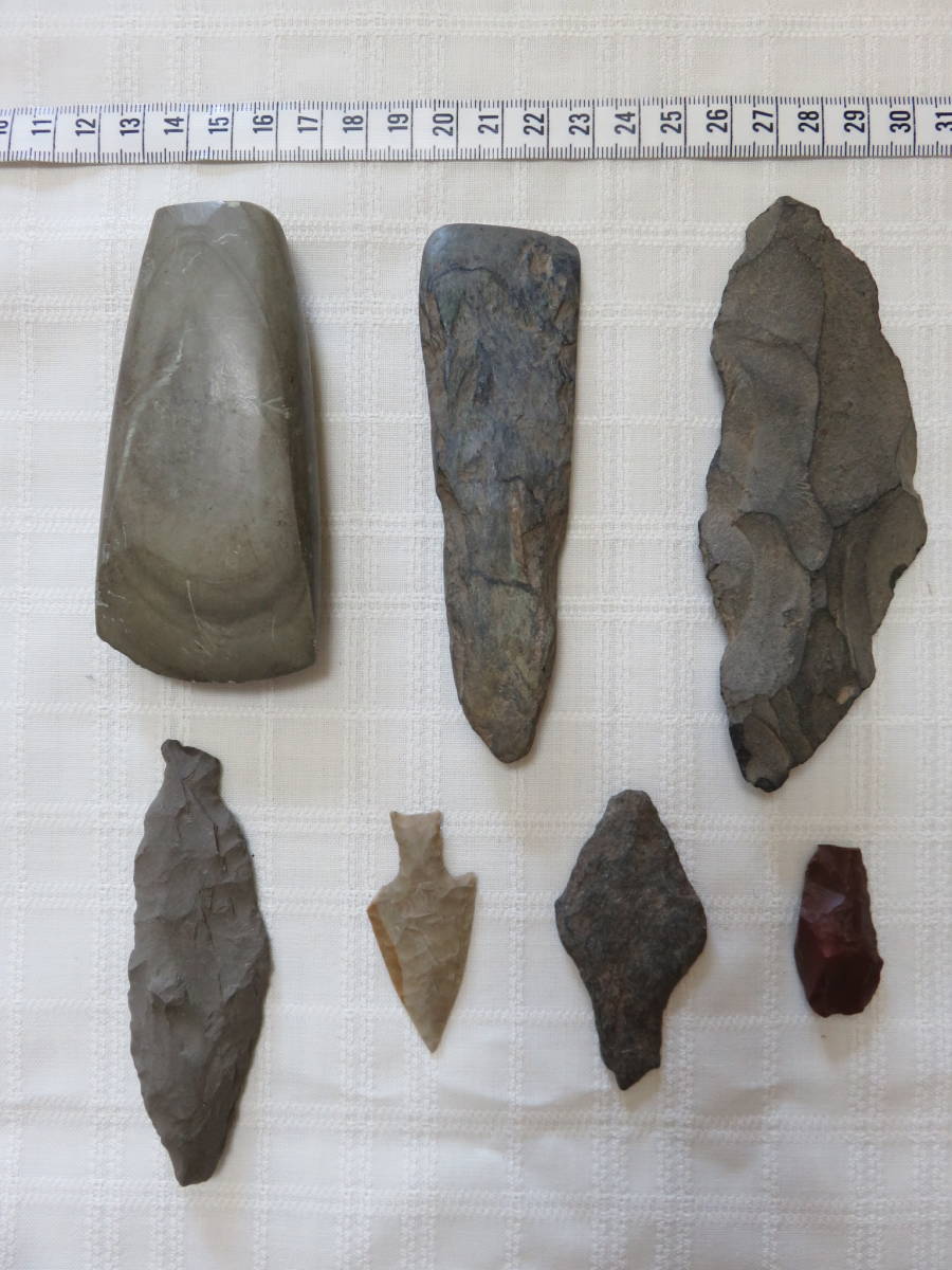 ○矢じり・鏃○7点まとめて○石矢・石斧○石器・武器○