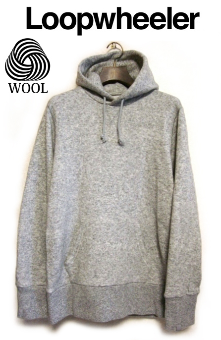 定価3万 受注会限定 ウールウィラー美品LOOPWHEELERウール パーカーM 霜降り メランジ グレーWOOLWHEELER ニット プルオーバースウェット