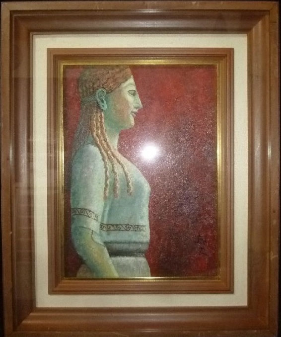 ☆平山郁夫☆人物図☆油彩画☆裏サイン☆貴重な油彩画の逸品☆ GP111