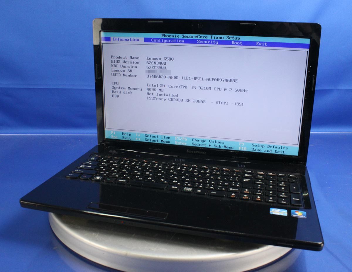 15.6インチ OS無し Lenovo G580 2689 /Core i5 3210M/メモリ4GB/HDD 
