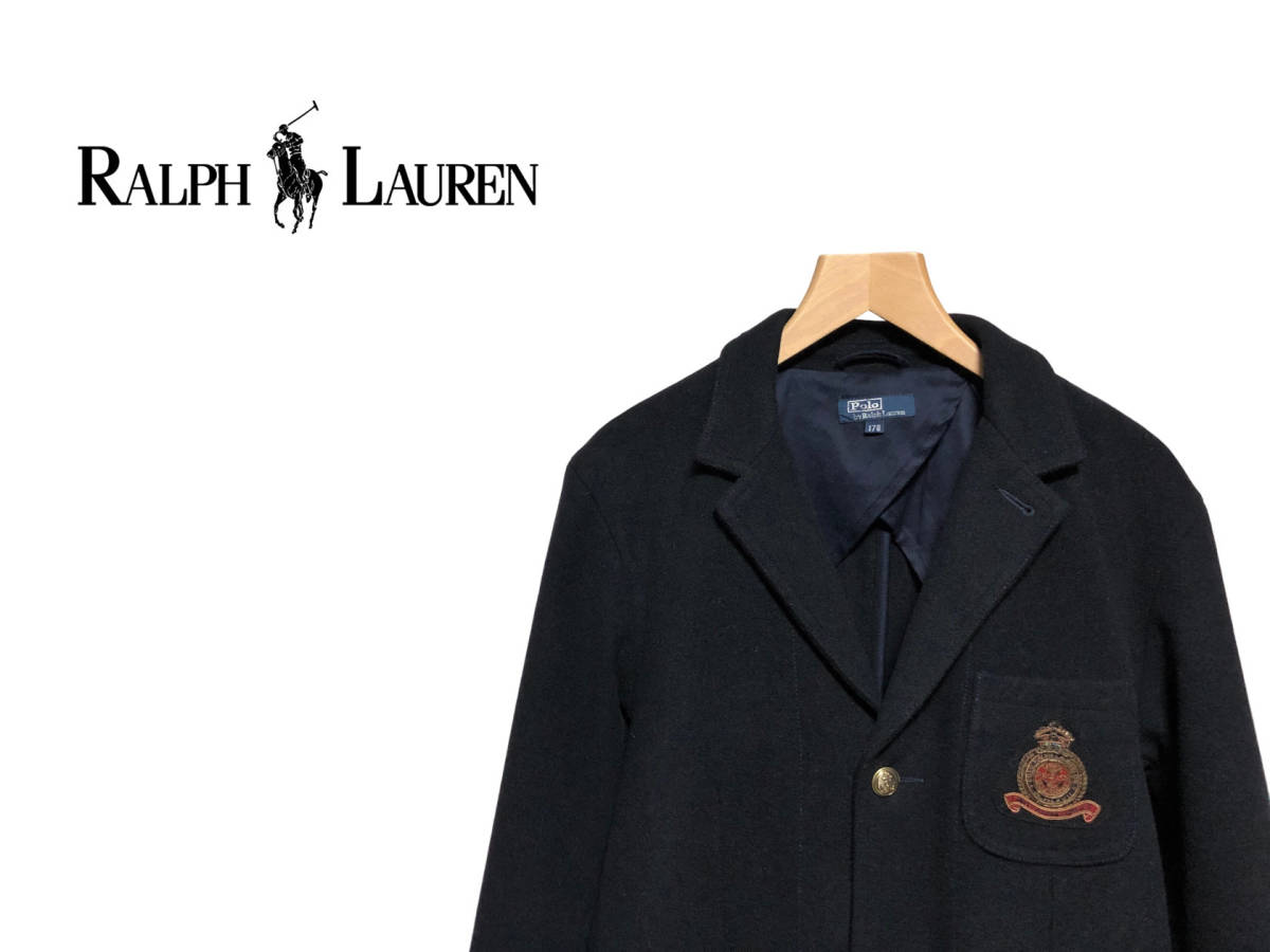 Ralph Lauren エンブレム ブレザー ジャケット / ラルフローレン 紺 金 